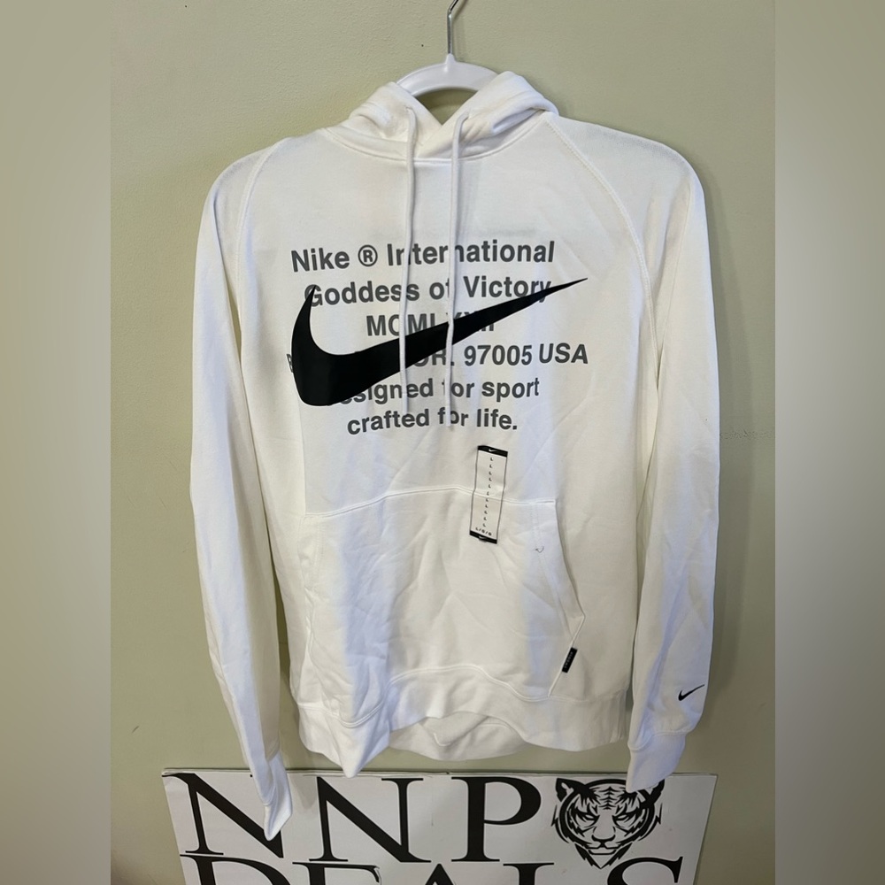 Nike NSW Swoosh French Terry Hoodie DB4965-100 White/Black Men's Size L